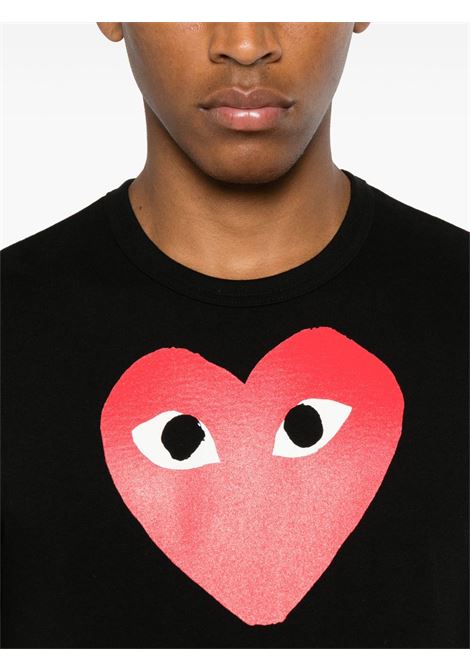 logo print knit t-shirt unisex black COMME DES GARÇONS PLAY | AX-T112-0511
